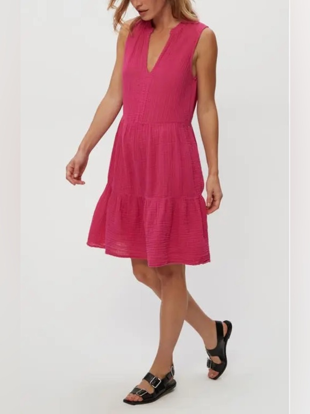 MICHAEL STARS Daisy Cotton Gauze Babydoll Dress - Pitaya